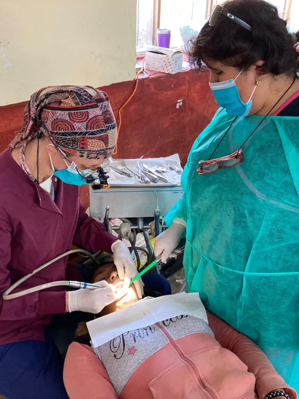 Dr Amy helping patients in Peru